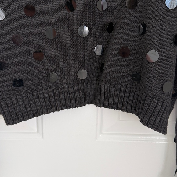 Vintage Karin Morgan Black Open Front Cardigan with Large Sequins  - Size Medium - Picture 8 of 9